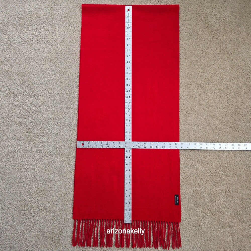 NWOT Red Cashmere Fringed Scarf Ovcio - Picture 5 of 10